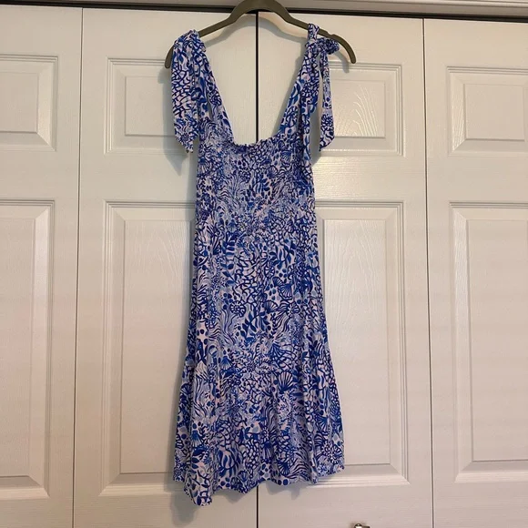 LILLY PULITZER: Kailua Smocked Dress; Calla Lilly Pink High Tides Good Vibes, S - Picture 3 of 6